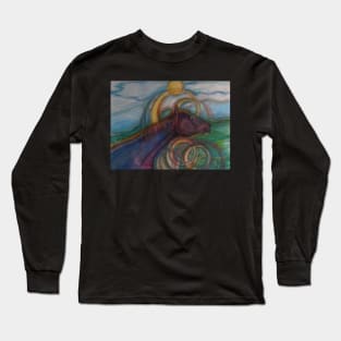 Mustang on a Semi-Abstract Background Long Sleeve T-Shirt